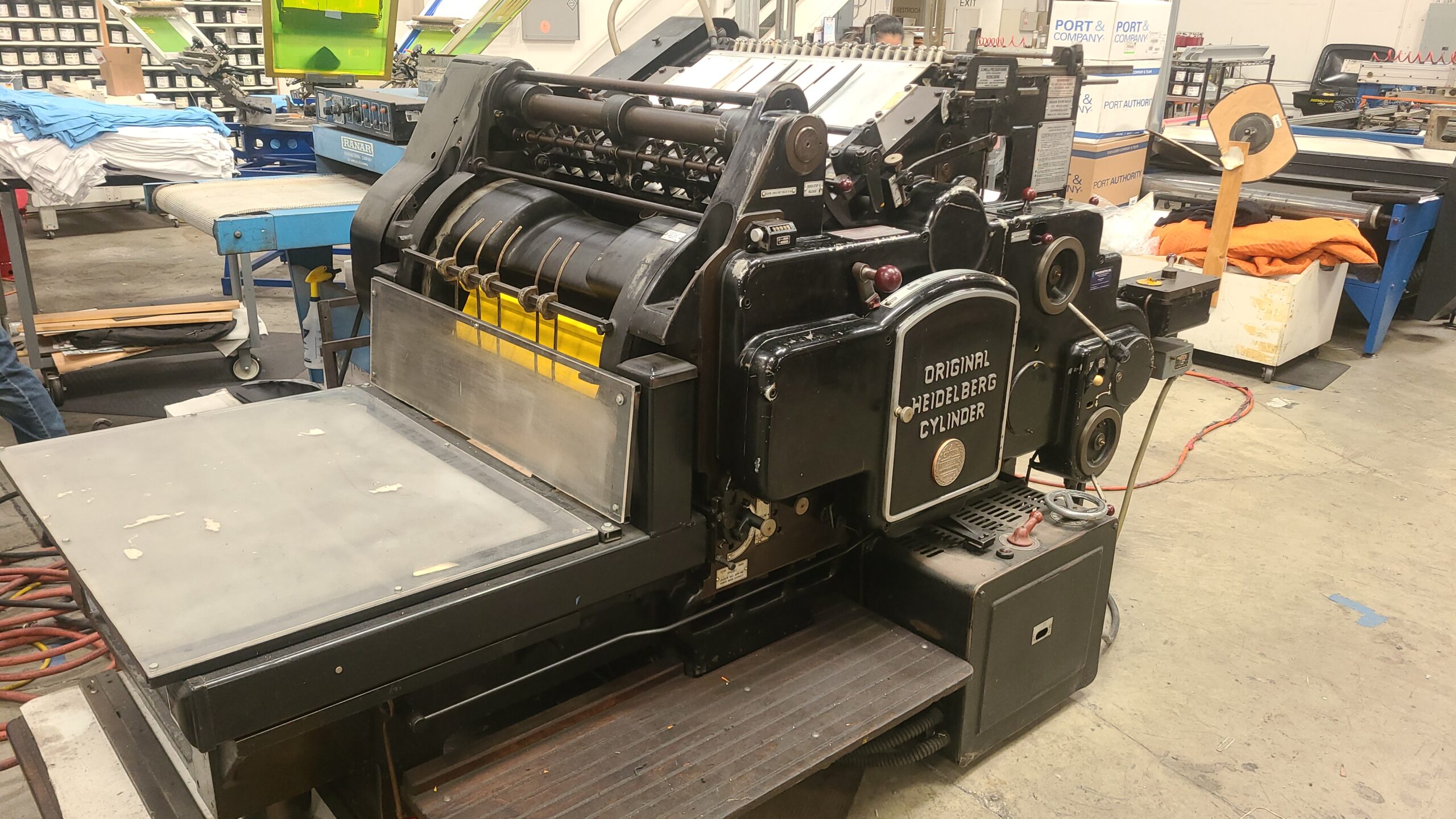 HEIDELBERG CYLINDER DIECUTTER 21×28″                 2 Available!!  Call Dave 7I4 642 7990 both good clean running diecutters with guards